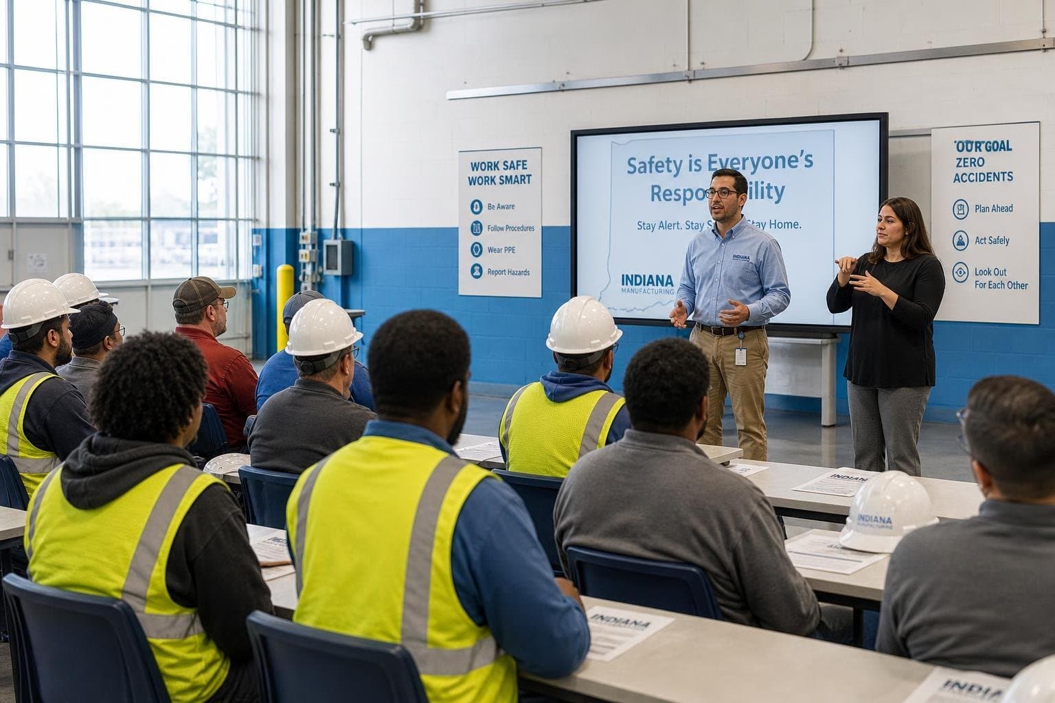Interpreter supporting a workplace safety training session