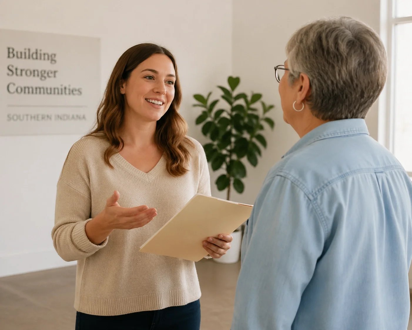 Louisville translation services professional meeting with a client, providing clear communication and personalized local language support.
