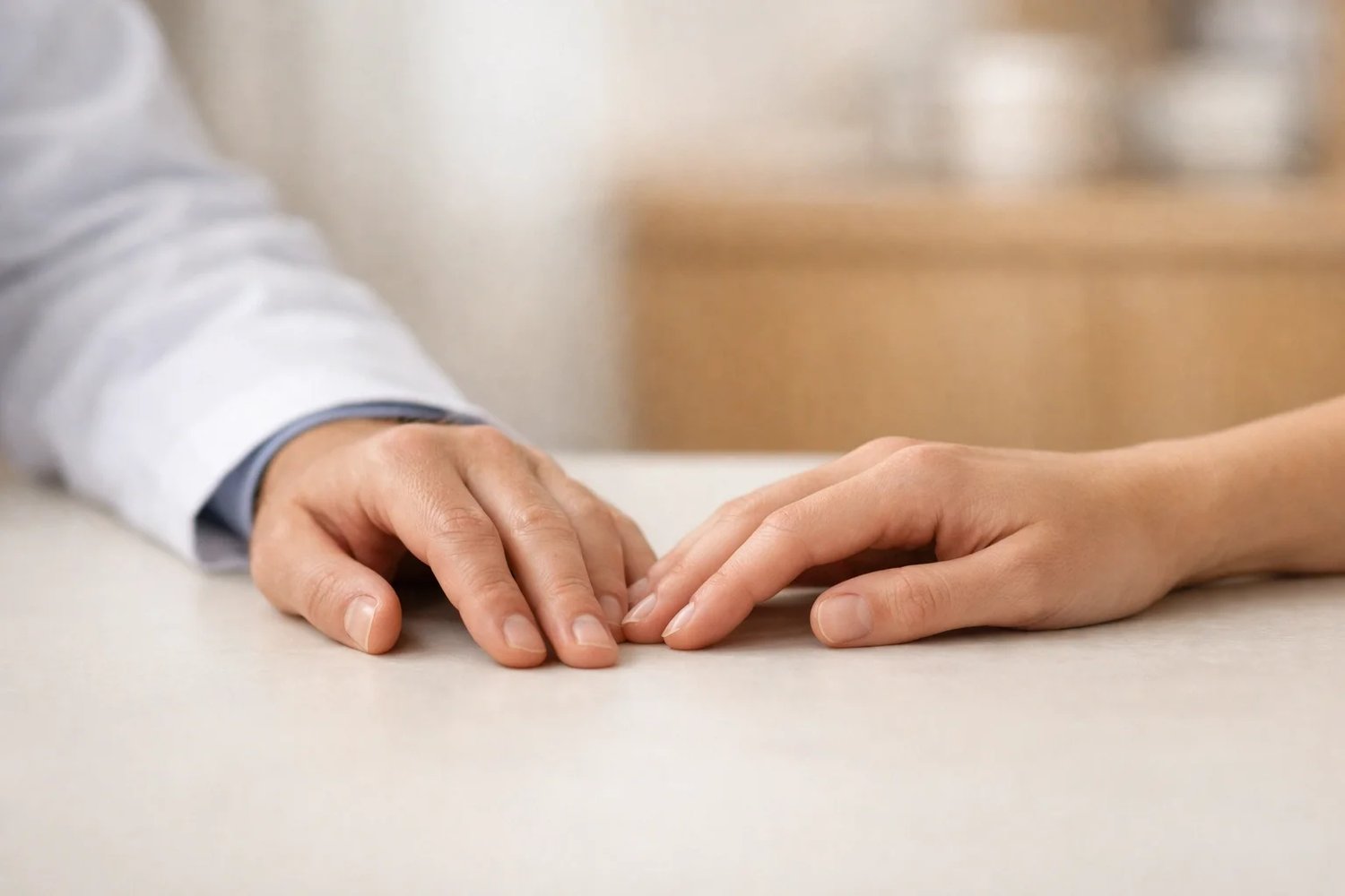 Healthcare provider offering compassionate support to a patient, emphasizing trust and clarity in medical interpretation services