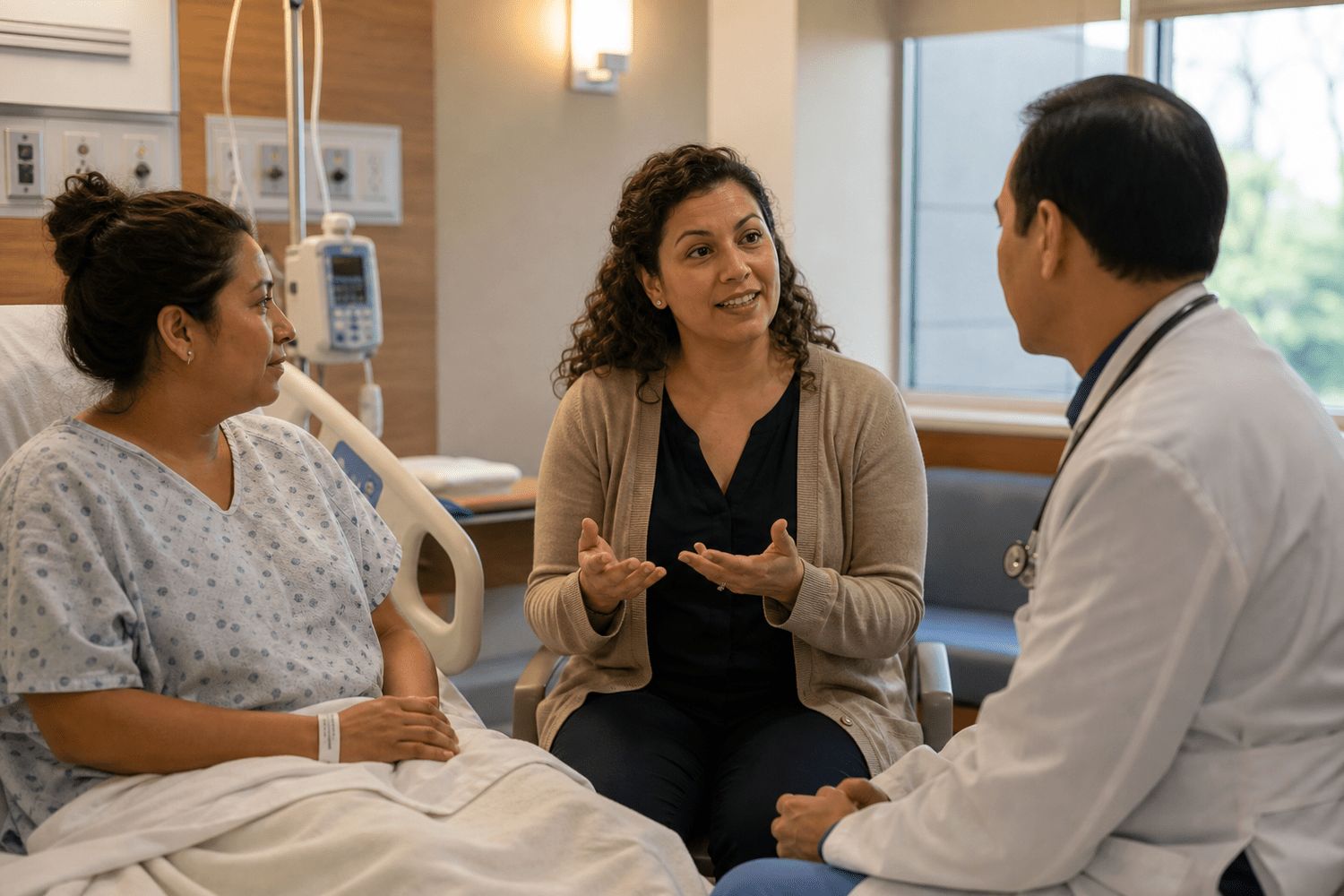 LEP patient + interpreter, hospital