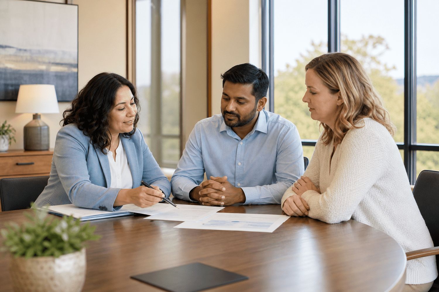 Certified Spanish interpreter supporting a multicultural business consultation in Evansville, Indiana