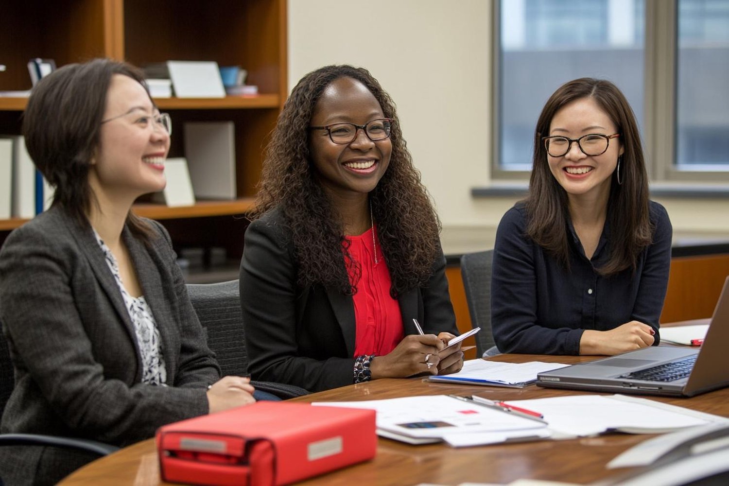 HR team discussing Haitian Creole interpretation services in office meeting